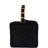 Chanel Vintage Rectangular Vanity Box Black Pony Hair Antique Gold Hardware