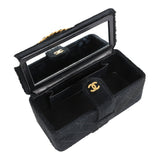 Chanel Vintage Rectangular Vanity Box Black Pony Hair Antique Gold Hardware