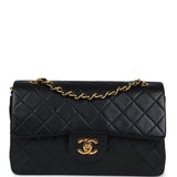 Chanel Vintage Small Classic Double Flap Black Lambskin Gold Hardware