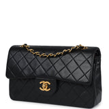 Chanel Vintage Small Classic Double Flap Black Lambskin Gold Hardware
