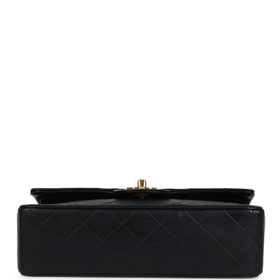 Chanel Vintage Small Classic Double Flap Black Lambskin Gold Hardware
