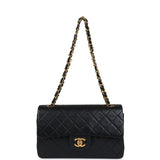 Chanel Vintage Small Classic Double Flap Black Lambskin Gold Hardware