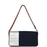 Chanel Vintage N0.5 Chain Shoulder Bag Navy, Silver, Red Canvas Silver Hardware