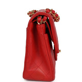 Chanel Vintage Small Classic Double Flap Bag Red Lambskin Gold Hardware