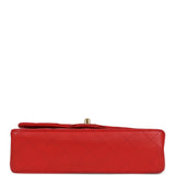 Chanel Vintage Small Classic Double Flap Bag Red Lambskin Gold Hardware