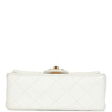Chanel Vintage Mini Square Flap Bag White Lambskin Gold Hardware