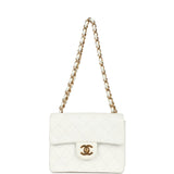 Chanel Vintage Mini Square Flap Bag White Lambskin Gold Hardware