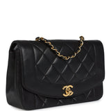 Chanel Vintage Small Diana Flap Bag Black Lambskin Gold Hardware