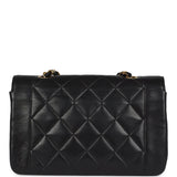 Chanel Vintage Small Diana Flap Bag Black Lambskin Gold Hardware
