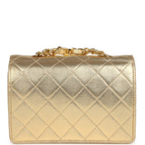 Chanel Vintage Micro Half Flap Bag Metallic Gold Lambskin Gold Hardware