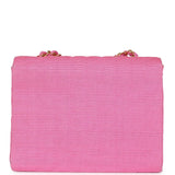 Chanel Vintage Vertical Mademoiselle Shoulder Bag Pink Linen Gold Hardware