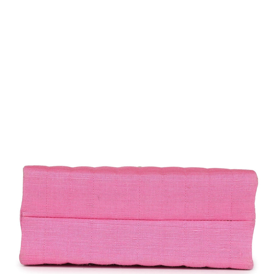 Chanel Vintage Vertical Mademoiselle Shoulder Bag Pink Linen Gold Hardware