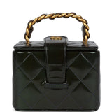 Chanel Vintage Mini Square Vanity Green Patent Antique Gold Hardware