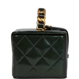 Chanel Vintage Mini Square Vanity Green Patent Antique Gold Hardware