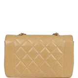 Chanel Vintage Small Diana Flap Bag Beige Lambskin Gold Hardware