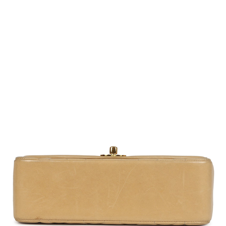Chanel Vintage Small Diana Flap Bag Beige Lambskin Gold Hardware