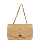 Chanel Vintage Small Diana Flap Bag Beige Lambskin Gold Hardware