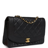 Chanel Vintage Medium Diana Flap Bag Black Lambskin Gold Hardware