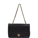 Chanel Vintage Medium Diana Flap Bag Black Lambskin Gold Hardware