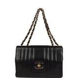Chanel Vintage Jumbo Mademoiselle Vertical Flap Black Lambskin Gold Hardware
