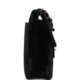 Chanel Vintage XL Chevron Single Flap Bag Black Velvet Gold Hardware