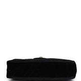 Chanel Vintage XL Chevron Single Flap Bag Black Velvet Gold Hardware