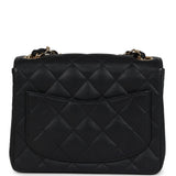 Chanel Vintage Mini Square Half Flap Bag Black Caviar Gold Hardware