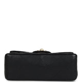 Chanel Vintage Mini Square Half Flap Bag Black Caviar Gold Hardware