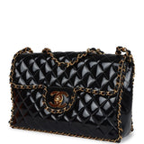 Chanel Vintage Maxi Chain Around Single Flap Bag Black Patent Gold Hardware