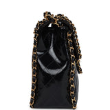 Chanel Vintage Maxi Chain Around Single Flap Bag Black Patent Gold Hardware