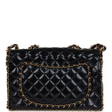 Chanel Vintage Maxi Chain Around Single Flap Bag Black Patent Gold Hardware