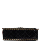 Chanel Vintage Maxi Chain Around Single Flap Bag Black Patent Gold Hardware