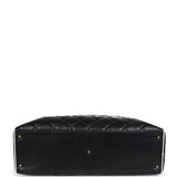 Chanel Vintage Large Logo Boston Bag Black and White Calfskin Gold Hardware