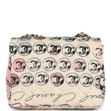 Chanel Vintage Mini Logo Square Flap Bag Light Pink Multi Printed Nylon Light Gold Hardware