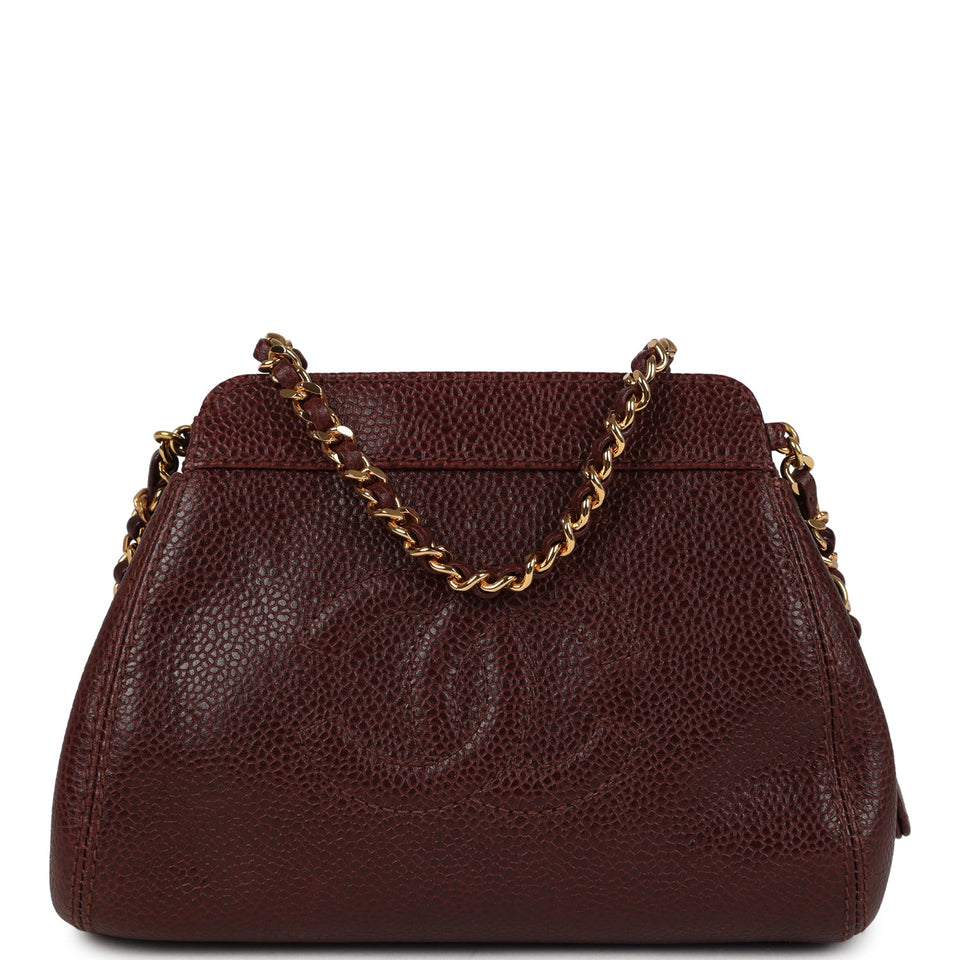 Chanel Vintage CC Shoulder Bag Brown Caviar Gold Hardware