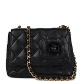 Chanel Vintage Mini Camellia Flap Bag Black Lambskin Gold Hardware