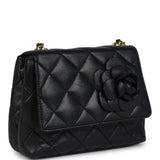 Chanel Vintage Mini Camellia Flap Bag Black Lambskin Gold Hardware