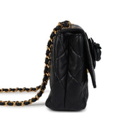 Chanel Vintage Mini Camellia Flap Bag Black Lambskin Gold Hardware