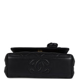 Chanel Vintage Mini Camellia Flap Bag Black Lambskin Gold Hardware