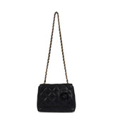 Chanel Vintage Mini Camellia Flap Bag Black Lambskin Gold Hardware