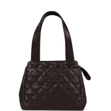 Chanel Vintage Mini Shopper Shoulder Bag Brown Caviar Gold Hardware