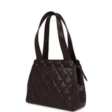 Chanel Vintage Mini Shopper Shoulder Bag Brown Caviar Gold Hardware