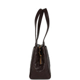 Chanel Vintage Mini Shopper Shoulder Bag Brown Caviar Gold Hardware