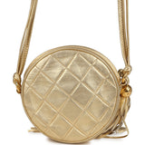 Chanel Vintage Mini CC Round Crossbody Bag Gold Lambskin Gold Hardware