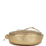 Chanel Vintage Mini CC Round Crossbody Bag Gold Lambskin Gold Hardware