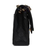 Chanel Vintage Medium Classic Double Flap Bag Black Lambskin Gold Hardware