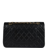 Chanel Vintage Medium Classic Double Flap Bag Black Lambskin Gold Hardware