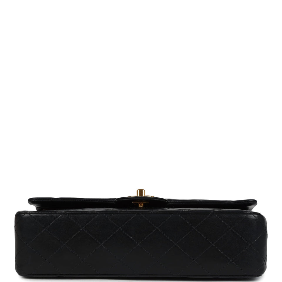 Chanel Vintage Medium Classic Double Flap Bag Black Lambskin Gold Hardware