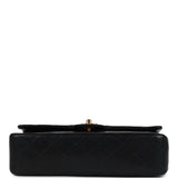 Chanel Vintage Medium Classic Double Flap Bag Black Lambskin Gold Hardware