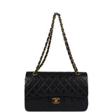 Chanel Vintage Medium Classic Double Flap Bag Black Lambskin Gold Hardware